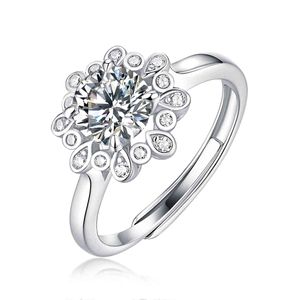 Todo o chique chique olhar brilhante corte de casamento esterlina prata 925 moissanite 1 anéis de noivado para mulheres