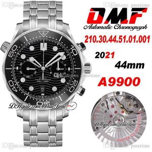 OMF 300M Cal A9900 Automatic Chronograph Mens Watch Black Texture Dial Stainless Steel Bracelet 210.30.44.51.01.001 Super Edition Stopwatch Puretime N01b2