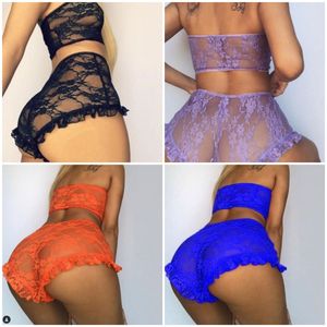 Kobietę seksowna bielizna koronkowa Top Bra Ladies Thong Zestaw Zestaw Zestaw nocnej odzieży nocnej 2PCS/LOTSUITS PAżama