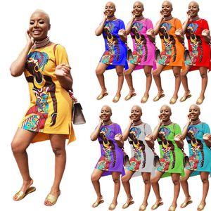 Afrykańskie sukienki dla kobiet Lato Krótki Rękaw Dashiki Drukuj Bogin Bazin Nigeria Odzież Damska Odzież
