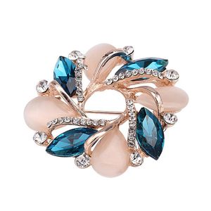 Pins, Broşlar Yüksek dereceli Takı Giyim Aksesuarları Çiçek Broş Kore Tarzı Bauhinia Opal Korsaj Kristal Rhinestone Pin