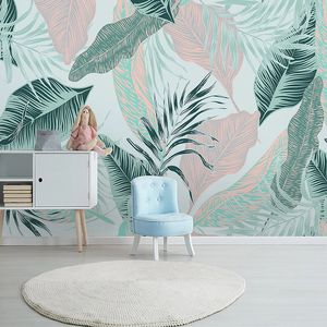 3D壁紙現代のノルディックシンプルな抽象的な線熱帯の葉の写真壁の壁画リビングルームのテレビ寝室の背景壁紙