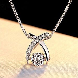 Crystal Womens Necklaces Pendant Smart inlaid drop Silver Plated Zircon jewelry gold