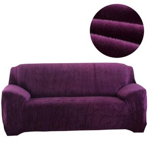 Stolskydd Enkel stil Flanell Solid Färg Sofa Täck Elastisk Slipcover för sektions Singel L Formad Loveseat COUCH CASE S