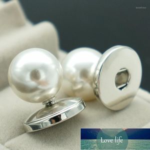 Stud Fashion Simple Pearl Earrings Snap Fit 12MM/18MM Buttons Jewelry JA00061