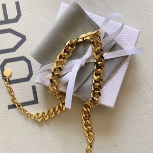 Мода Письмо из нержавеющей стали 14K Золотая кубинская ссылка цепи ожерелье браслет для мужских и женщин вечеринки влюбленные подарок подарок хип-хоп ювелирные изделия с коробкой