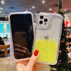 Drop Glue Flash Powder Powder Cases للهاتف 15 Pro Max 14 13 12 11 Pro Promax XS Max 8 Plus 13 bling cover