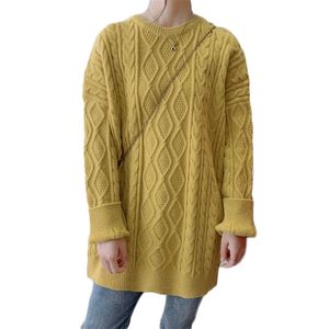 Maglione donna sciolto giallo 8 colori taglie forti Autunno inverno moda coreana rosa pullover lavorato a maglia Feminina LR950 210531