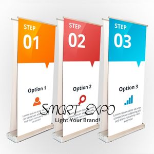 Double Pull-Up Banners Roll-Up Advertising Display Stand with 100x200cm Banner Printing Carry Bag Packing