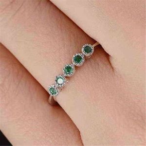 Simple Single Row Green Zirconium Crystal Ring For Women Engagement Party Wedding Rings Hand Jewelry Accessories Size 6-10 G1125
