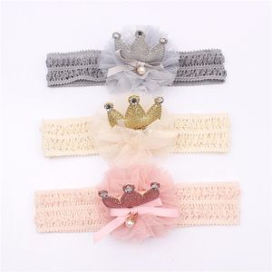 1 Europa Sweet Baby Headband Heat Head Band Lace Crown Flower Headwrap Elastyczne Opaski Dzieci Dzieci Księżniczka Hairband