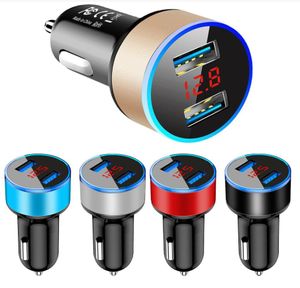Dual USB Car Chargers 2.4A LED Display Cigarette Lighters Fast Charger Power Auto Lighter Adapter