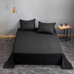 Bonenjoy 1pc Queen Bed Sheet for Single Bed Linens Double Size ropa de cama Solid Color Queen Sheet Sets(Pillowcase need order) 210626