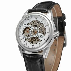 Top-Verkauf WINNER Mode Mann Uhren Herren Automatikuhr mechanische Uhr für Mann Ledergürtel WN56
