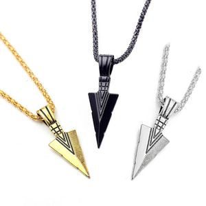 Wholesale knight necklace for sale - Group buy Pendant Necklaces Hip Hop Rock Punk Men Matte Black Long Arrow Necklace For Women Christmas Halloween Gift Knight Spear Pike Jewelry