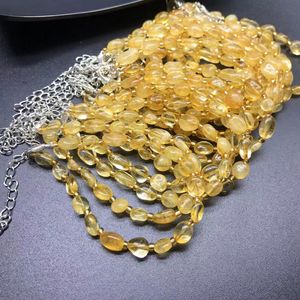 Braccialetti con ciondoli di perline curative con fili di pietra di cristallo giallo naturale per gioielli da club per feste di yoga per ragazze da donna