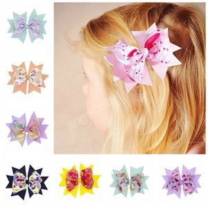 Doppio strato grosgrain nastro bowknot neonate per neonati clip per capelli moda a forma di cuore bows bows infant hairpin carino stampa copricapo