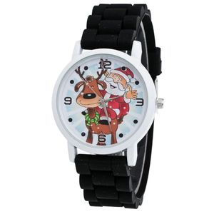 Cartoon Santa Claus and Reindeer Pattern Silicone Strap Watch Sweet Kid Watch Fashion Children Quartz Watch