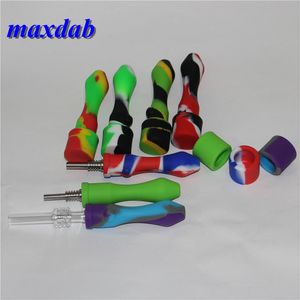 Mini plataformas de óleo de silicone fumando néctar de tubo com juntas de unhas de titânio gr2 tubos de mão de silício DHL