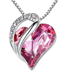 Ocean Peach Heart Love Pendant Halsband Enkel Österrike Crystal Clavicle Chain för par älskare smycken