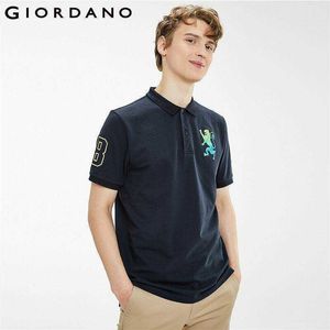 Camisa Polo Giordano al por mayor-Camisa de polo de manga corta de los hombres giordano transpirable casual multicolor león D bordado