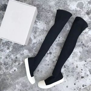 21ss New list over knee stretch canvas sock boots Factory outlet long-barreled flat trend high top socks boots