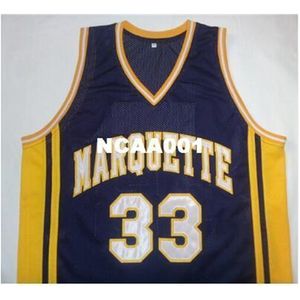 Vintage 21s # 33 Jimmy Butler Marquette College Jersey, Blå, Vit eller Anpassa något antal 21s sysstick