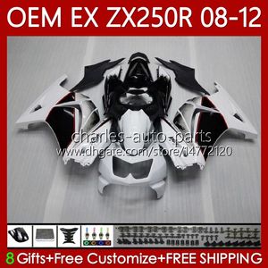 OEM-Karosserie für KAWASAKI NINJA EX250 ZX250 R EX ZX 250R ZX-250R 2008-2012 81No.2 EX-250 ZX250R 2008 2009 2010 2011 2012 EX250R 08 09 10 11 12 Einspritzverkleidung glänzend weiß