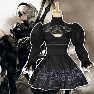 Anime Game Nier Automata 2B Yorha No.2 Cosplay Costume Outfits Set Halloween Mulheres Reproduzir Cosplay Traje Girls Party Dress Y0903