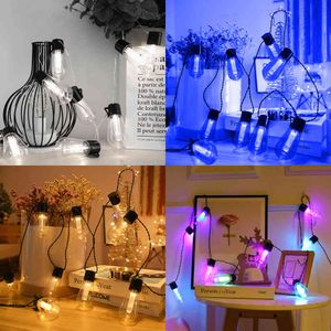 LED Solar String Light Colorful Plastic Bulb Fairy Garland Lamp Waterproof Lantern Light Outdoor Garden Party Art Decorations#22 Y0720