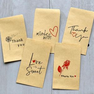 Present Wrap 20st Kraft Paper Candy Bag Tack Liten härlig kuvertvän förvaring PO Postcard gratulationskort Väskor