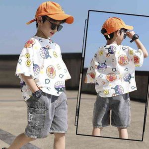 2022 meninos roupas de verão conjunto infantil t-shirt manga curta +conjunto de calças 2 peças Conjunto de roupas de menino para crianças 2-10 anos G220310