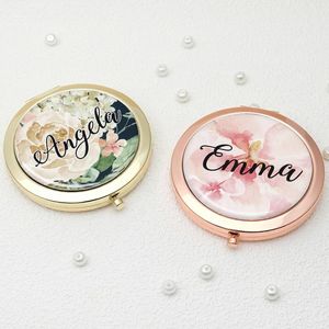 Party Favor Personlig fickspegel brudtärna gåva Bruddusch Kompakt Bachelorette Favors Makeup Folding