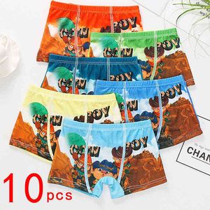 10 pcs/Lot Boys Boxer Briefs Kids Underwear Baby Boy Underpants Cartoon Cow Boy Print Soft Children Panties 2-9 years 211122