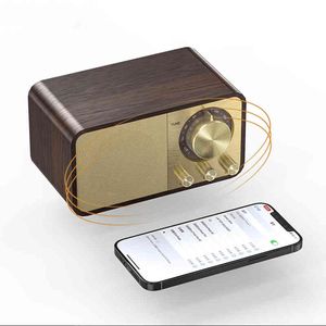 Altoparlante Bluetooth in legno Retro Classic Soundbox HIFI Stereo Surround Super Bass Subwoofer AUX Radio FM Sistema audio Computer