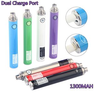 Ugo T3 Förvärmningsvariabel Spänning Ångor Batteri E Cig Dubbel laddare Port Pen Ego T evod Micro USB Förångare för tjock oljevape 1300mAh