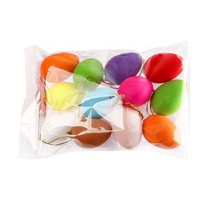 12pcs / Set 4 cm Plastica Plastica Easter Egg Party Decorazioni Felice Decorazioni colorate Uccello dipinto Uccello Pigeon Eggs Artigianato Bambini Regalo Conferimento Mare