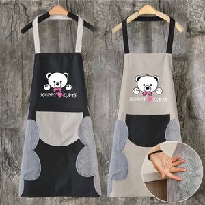 Kitchen Waterproof Apron Hand Wiping Waist Aprons Creative Lovely Bear Sleeveless Household Kitchens Accessories