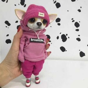 Mogwai Handmade Lalki stojących szczeniaka żywicy lalka Kawaii Dog Doll Home Decoration Halloween Christmas Gift Drop 211018