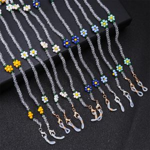 Sunglasses Frames Acrylic Beaded Lanyard Necklace Women Girls Colorful Flower Beads Glasses Chain Anti Lost Eyewear Hold Straps