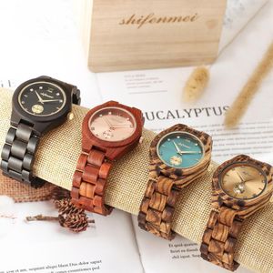 Shifenmei wood watch mulheres luxo marca relógio relógio relógio de pulso moda senhoras pulseira relógios de madeira feminino relogio feminino