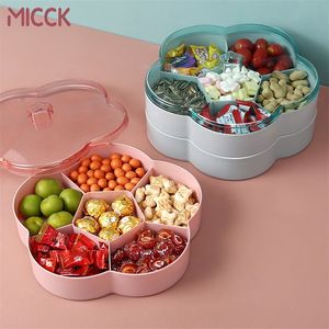 Micck Creative Flower Petal Fruit Plate Candy Storage Box 스낵 사탕 상자 더블 데크 바구니 웨딩 장식 주최자 210315