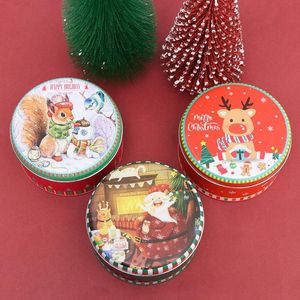 Geschenkomschakeling Containers Tijnbakken voor koekjes Candy Santa Claus Cookie Box Christmas Tin Round Nesting Tins