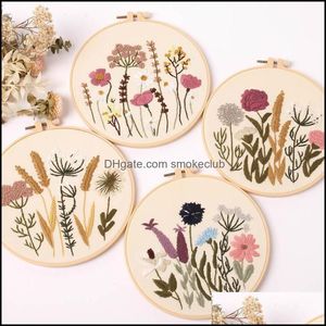 Konst, gåvor Hem Trädgård Övrig konst och hantverk Blomma Broderi Start DIY Kits med hoop för nybörjare Needlework Cross Stitch Set Handgjorda