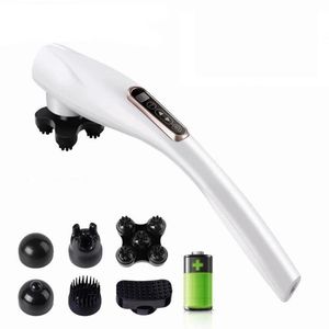 110 V 2000MAH Masażer elektryczny Bezprzewodowy Handheld Pełna Neck Neck Massager + 6 Głowice do masażu