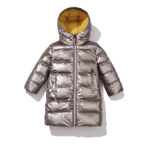 2020 Novas crianças jaqueta de inverno para crianças meninas prata ouro meninos com capuz casaco bebê roupas outwear Parka meninas para baixo casacos H0910