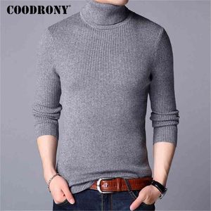 Coodrony Mens Tröjor Höst Vinter Tjock Varm Pullover Män Strikkad Cashmere Ulltröja Män Heavy Turtleneck Jumper 8229 210818