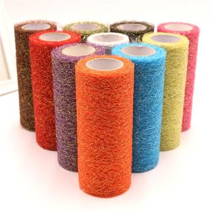 Party Decoration 6Inch*10Y Tulle Roll Gold Wire Tissue DIY Handicraft Wedding Organza Sheer Decorative Flower