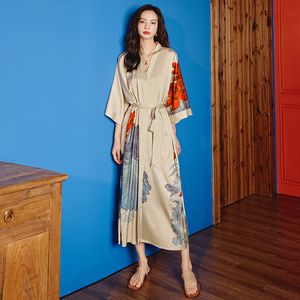 Wholesale long chiffon nightgowns for sale - Group buy Sexy Robes Sleepwear Pajamas Woman Robes Floral Print Chiffon Dress Nightgowns Lingerie Long Dresses Fashion Clothes For Women Can be worn outside
