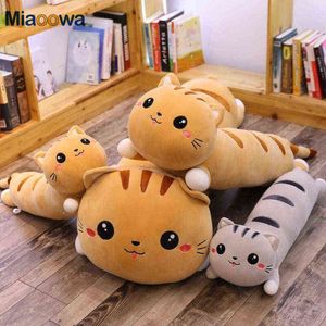 130cm Cute Soft Long Cat Pillow Plush Toys Stuffed Pause Office Nap Pillow Bed Sleep Pillow Home Decor Gift Doll for Kids Girl Y211119
